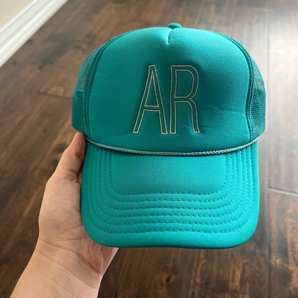Addison Rae AR Logo Teal Green Mesh Trucker Hat Snapback Cap